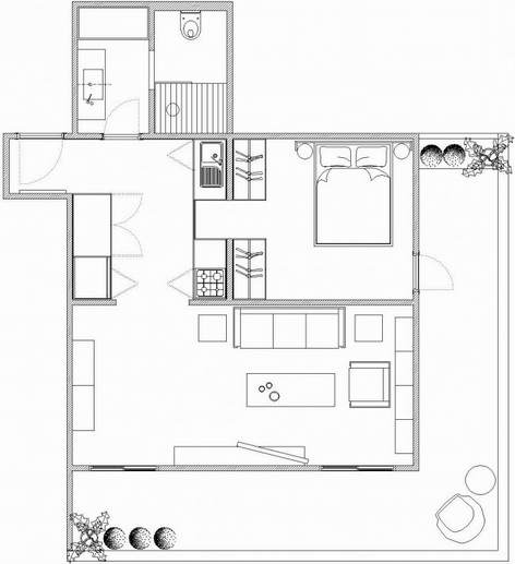 極簡(jiǎn)設(shè)計(jì)方法中創(chuàng)建結(jié)構(gòu)是混合了中世紀(jì)家具及木紋理,創(chuàng)造一個(gè)熱情好客的氛圍。